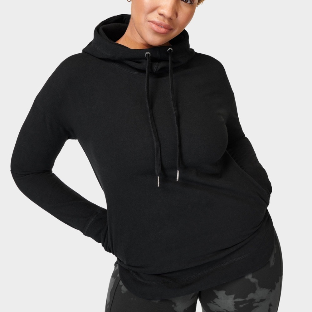 NWT Sweaty Betty Escape Luxe Fleece Cozy Hoodie Black Size 10